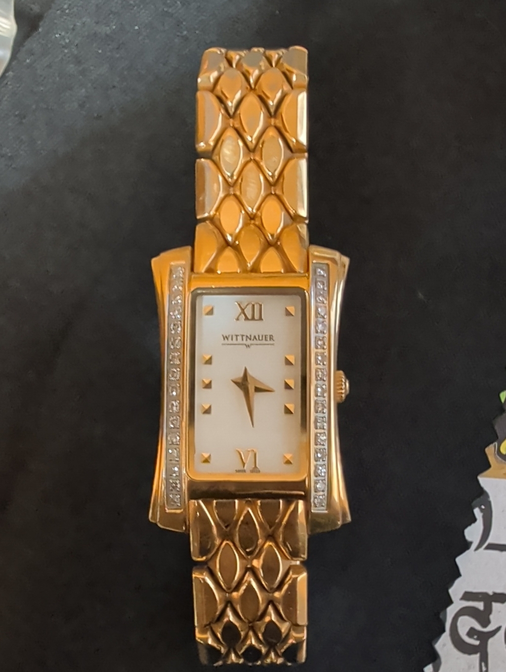 Vintage Wittnauer 12R23 Diamond Accent Gold Dress Watch - Needs Battery